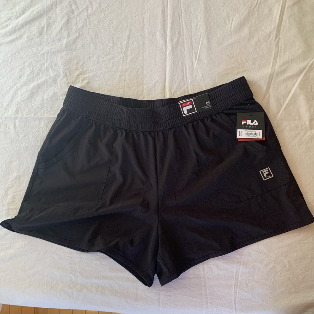 Fila Women's Black Athletic Shorts with Pocket Detail